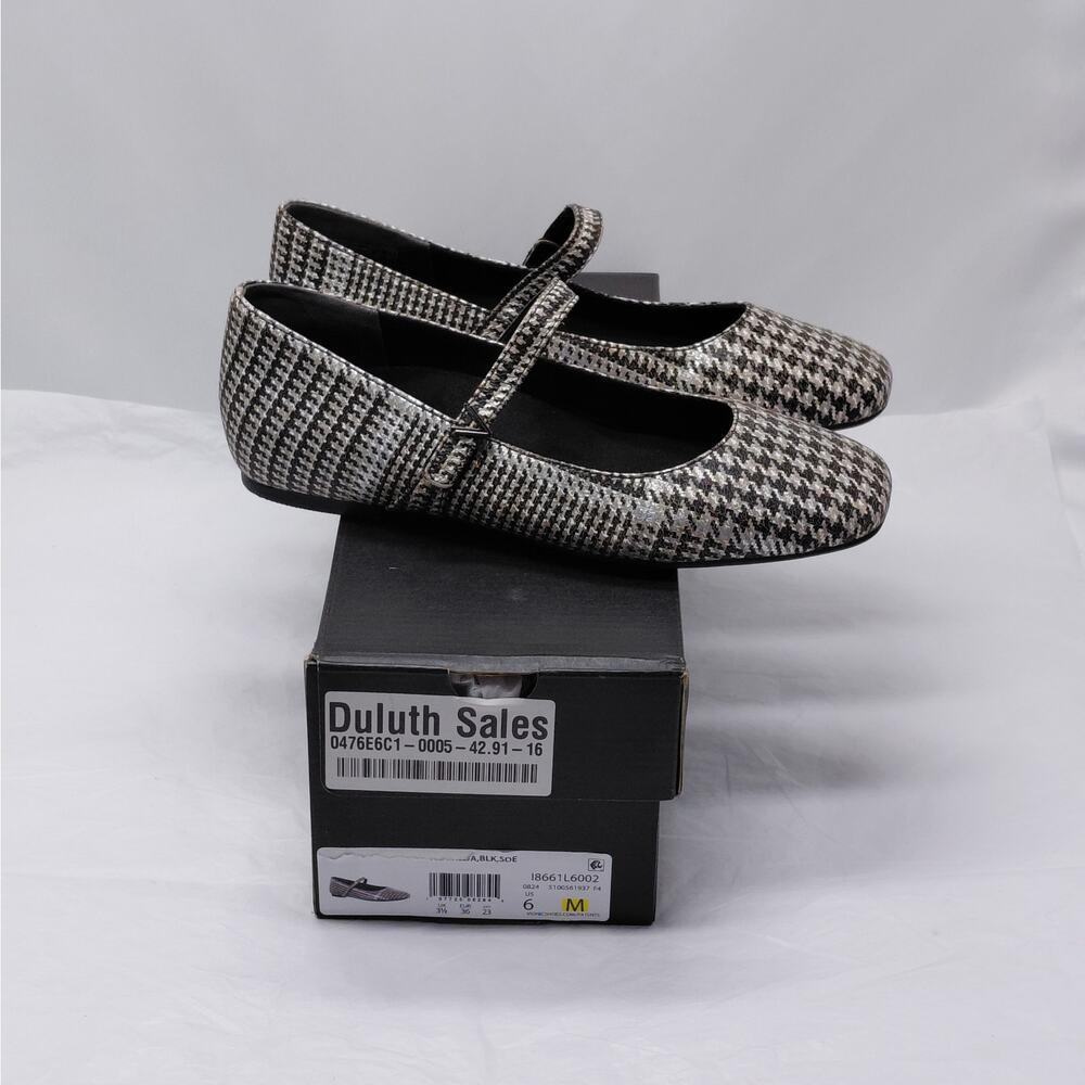 Vionic Mary Jane Ballet Flats Womens Size 6 Houndstooth Plaid Comfort Shoes - Picture 2 of 13